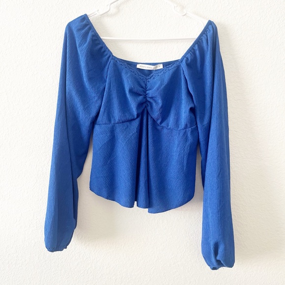 Altar'd State Tops - NWT  Altar'd State Top Medium Blue Adley Cinched Ruched Babydoll Blouse Medium